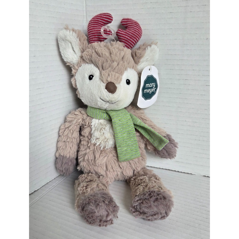 NEW Mary Meyer Kringles Putty Reindeer Stuffed Animal Toy Plush 11" Green Scarf